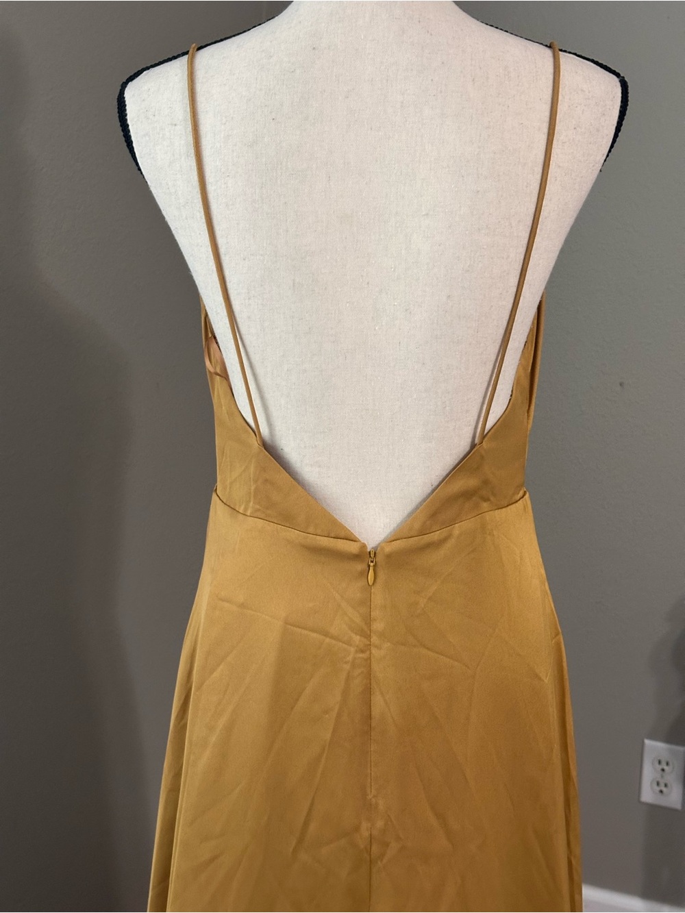 Fame and Partners Rosabel Dress Mustard Gold Satin Cowl Neck Capsule Prom Maxi - Picture 5 of 11